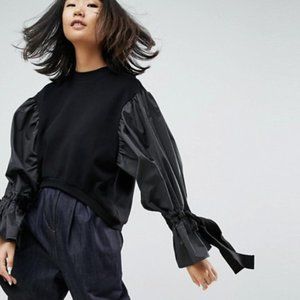 ASOS WHITE Curve Hem Sweat With Pinstripe Detail